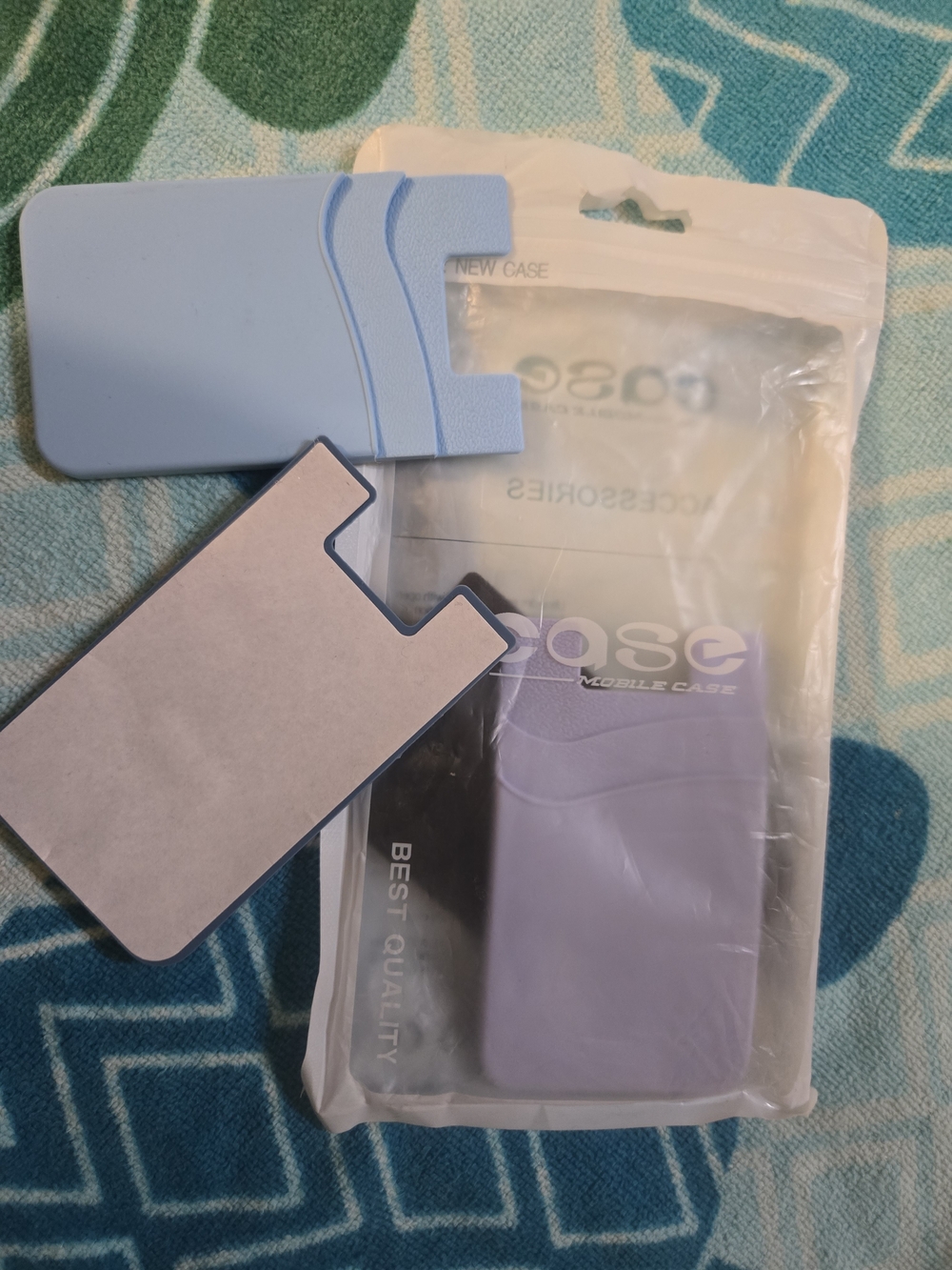 Silicone Mobile Phone Card Holder Case - Light Blue & Lavender